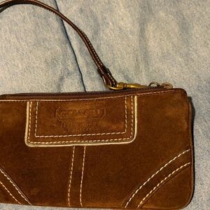 Coach Suede Brown Wristlet